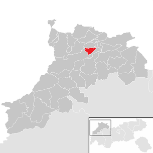 Lage der Gemeinde Höfen (Tirol) im Bezirk Reutte (anklickbare Karte)
