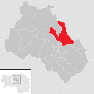Lage der Gemeinde Hafning bei Trofaiach im Bezirk Leoben (anklickbare Karte)