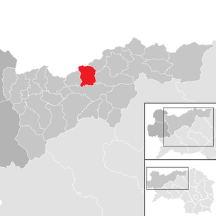 Lage der Gemeinde Hall bei Admont im Bezirk Liezen (anklickbare Karte)