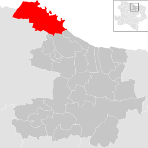Lage der Gemeinde Hardegg (Niederösterreich) im Bezirk Hollabrunn (anklickbare Karte)