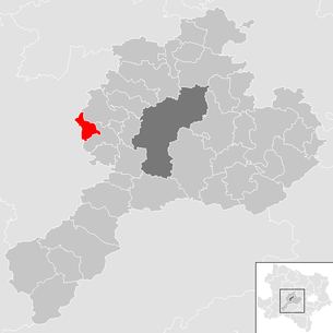 Lage der Gemeinde Haunoldstein im Bezirk Sankt Pölten-Land (anklickbare Karte)