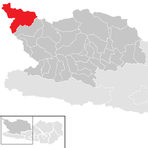 Lage der Gemeinde Heiligenblut am Großglockner im Bezirk Spittal an der Drau (anklickbare Karte)