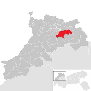 Lage der Gemeinde Heiterwang im Bezirk Reutte (anklickbare Karte)