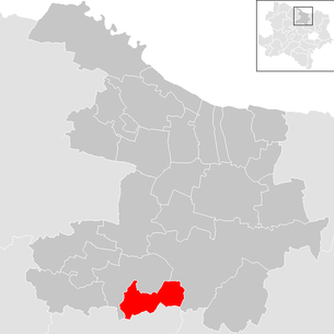 Lage der Gemeinde Heldenberg im Bezirk Hollabrunn (anklickbare Karte)