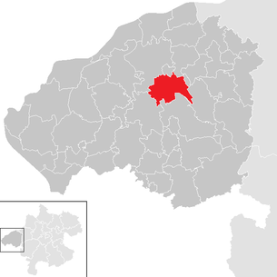 Lage der Gemeinde Helpfau-Uttendorf im Bezirk Braunau am Inn (anklickbare Karte)