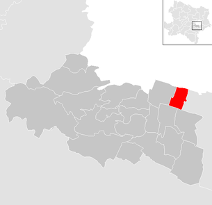 Lage der Gemeinde Hennersdorf (Niederösterreich) im Bezirk Mödling (anklickbare Karte)
