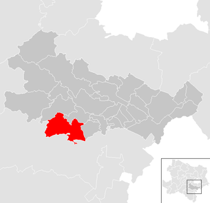 Lage der Gemeinde Hernstein im Bezirk Baden (anklickbare Karte)