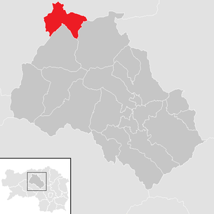 Lage der Gemeinde Hieflau im Bezirk Leoben (anklickbare Karte)
