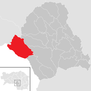 Lage der Gemeinde Hirschegg im Bezirk Voitsberg (anklickbare Karte)
