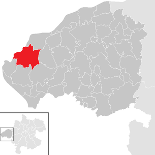 Lage der Gemeinde Hochburg-Ach im Bezirk Braunau am Inn (anklickbare Karte)
