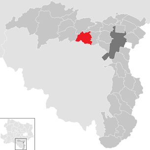 Lage der Gemeinde Hohe Wand im Bezirk Wiener Neustadt-Land (anklickbare Karte)