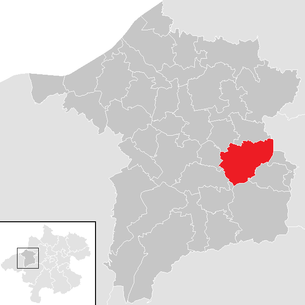 Lage der Gemeinde Hohenzell (Oberösterreich) im Bezirk Ried im Innkreis (anklickbare Karte)