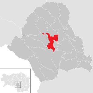 Lage der Gemeinde Köflach im Bezirk Voitsberg (anklickbare Karte)
