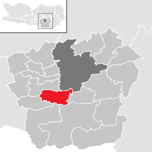 Lage der Gemeinde Köttmannsdorf im Bezirk Klagenfurt-Land (anklickbare Karte)