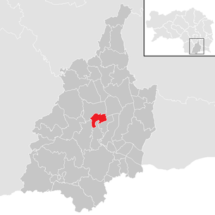 Lage der Gemeinde Kaindorf an der Sulm im Bezirk Leibnitz (anklickbare Karte)