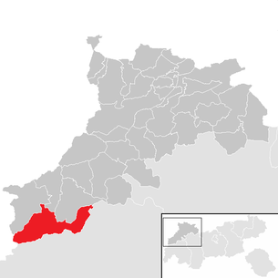 Lage der Gemeinde Kaisers im Bezirk Reutte (anklickbare Karte)