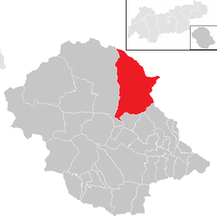 Lage der Gemeinde Kals am Großglockner im Bezirk Lienz (anklickbare Karte)