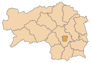 Lage des Bezirks Graz im Bundesland Steiermark (anklickbare Karte)