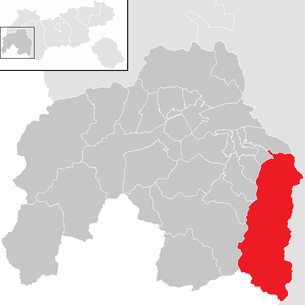 Lage der Gemeinde Kaunertal (Gemeinde) im Bezirk Landeck (anklickbare Karte)