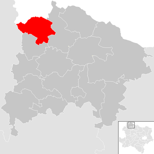 Lage der Gemeinde Kautzen im Bezirk  Waidhofen an der Thaya (anklickbare Karte)