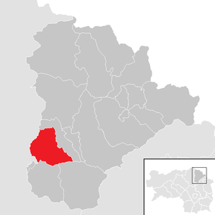 Lage der Gemeinde Kindberg im Bezirk Mürzzuschlag (anklickbare Karte)