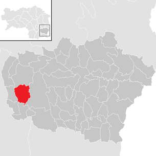 Lage der Gemeinde Kirchbach in Steiermark im Bezirk Feldbach (anklickbare Karte)