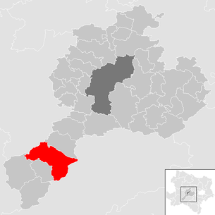 Lage der Gemeinde Kirchberg an der Pielach im Bezirk Sankt Pölten-Land (anklickbare Karte)