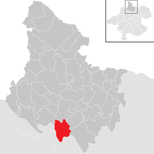 Lage der Gemeinde Kirchberg ob der Donau im Bezirk Rohrbach (anklickbare Karte)