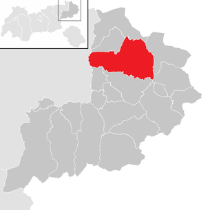 Lage der Gemeinde Kirchdorf in Tirol im Bezirk Kitzbühel (anklickbare Karte)