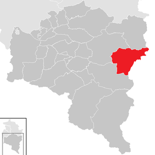 Lage der Gemeinde Klösterle im Bezirk Bludenz (anklickbare Karte)
