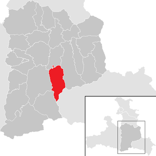 Lage der Gemeinde Kleinarl im Bezirk St. Johann im Pongau (anklickbare Karte)