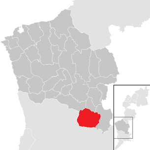 Lage der Gemeinde Kohfidisch im Bezirk Oberwart (anklickbare Karte)