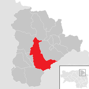 Lage der Gemeinde Krieglach im Bezirk Mürzzuschlag (anklickbare Karte)
