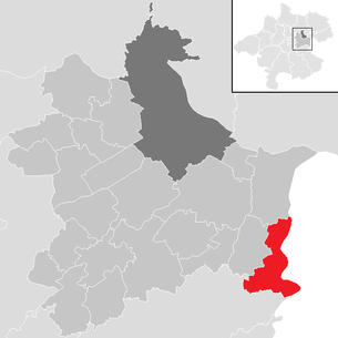 Lage der Gemeinde Kronstorf im Bezirk Linz-Land (anklickbare Karte)