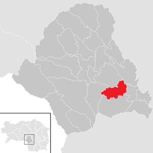 Lage der Gemeinde Krottendorf-Gaisfeld im Bezirk Voitsberg (anklickbare Karte)