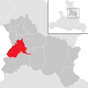 Lage der Gemeinde Kuchl im Bezirk Hallein (anklickbare Karte)