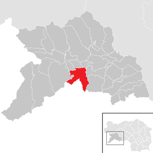 Lage der Gemeinde Laßnitz bei Murau im Bezirk Murau (anklickbare Karte)