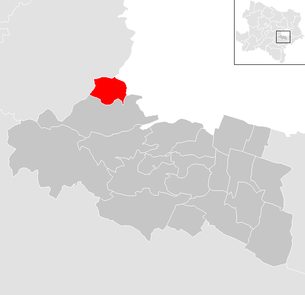 Lage der Gemeinde Laab im Walde im Bezirk Mödling (anklickbare Karte)