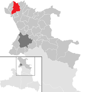 Lage der Gemeinde Lamprechtshausen im Bezirk St. Johann im Pongau (anklickbare Karte)