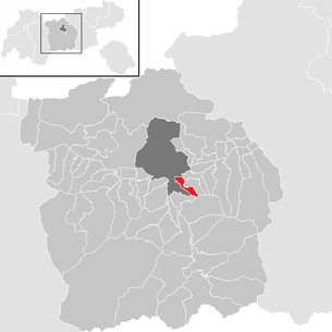 Lage der Gemeinde Lans (Tirol) im Bezirk Innsbruck Land (anklickbare Karte)