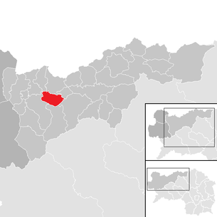 Lage der Gemeinde Lassing (Steiermark) im Bezirk Liezen (anklickbare Karte)