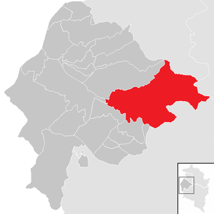 Lage der Gemeinde Laterns im Bezirk Feldkirch (anklickbare Karte)