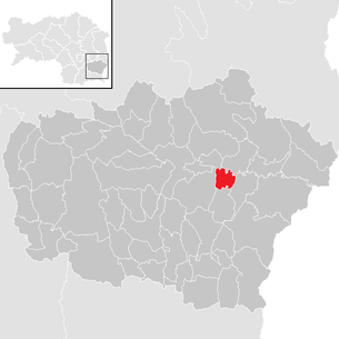 Lage der Gemeinde Leitersdorf im Raabtal im Bezirk Feldbach (anklickbare Karte)