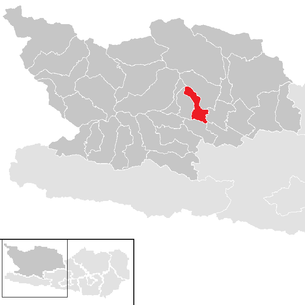 Lage der Gemeinde Lendorf (Drautal) im Bezirk Spittal an der Drau (anklickbare Karte)