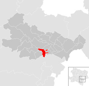 Lage der Gemeinde Leobersdorf im Bezirk Baden (anklickbare Karte)