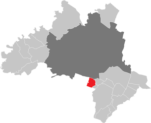 Lage der Gemeinde Leopoldsdorf (Bezirk Wien-Umgebung) im Bezirk Wien-Umgebung (anklickbare Karte)