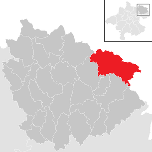 Lage der Gemeinde Liebenau (Oberösterreich) im Bezirk Freistadt (anklickbare Karte)