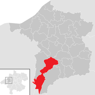 Lage der Gemeinde Lohnsburg am Kobernaußerwald im Bezirk Ried im Innkreis (anklickbare Karte)