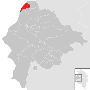 Lage der Gemeinde Mäder im Bezirk Feldkirch (anklickbare Karte)