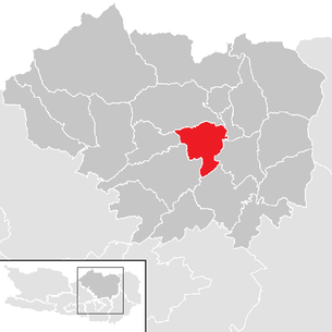 Lage der Gemeinde Mölbling im Bezirk Sankt Veit an der Glan (anklickbare Karte)